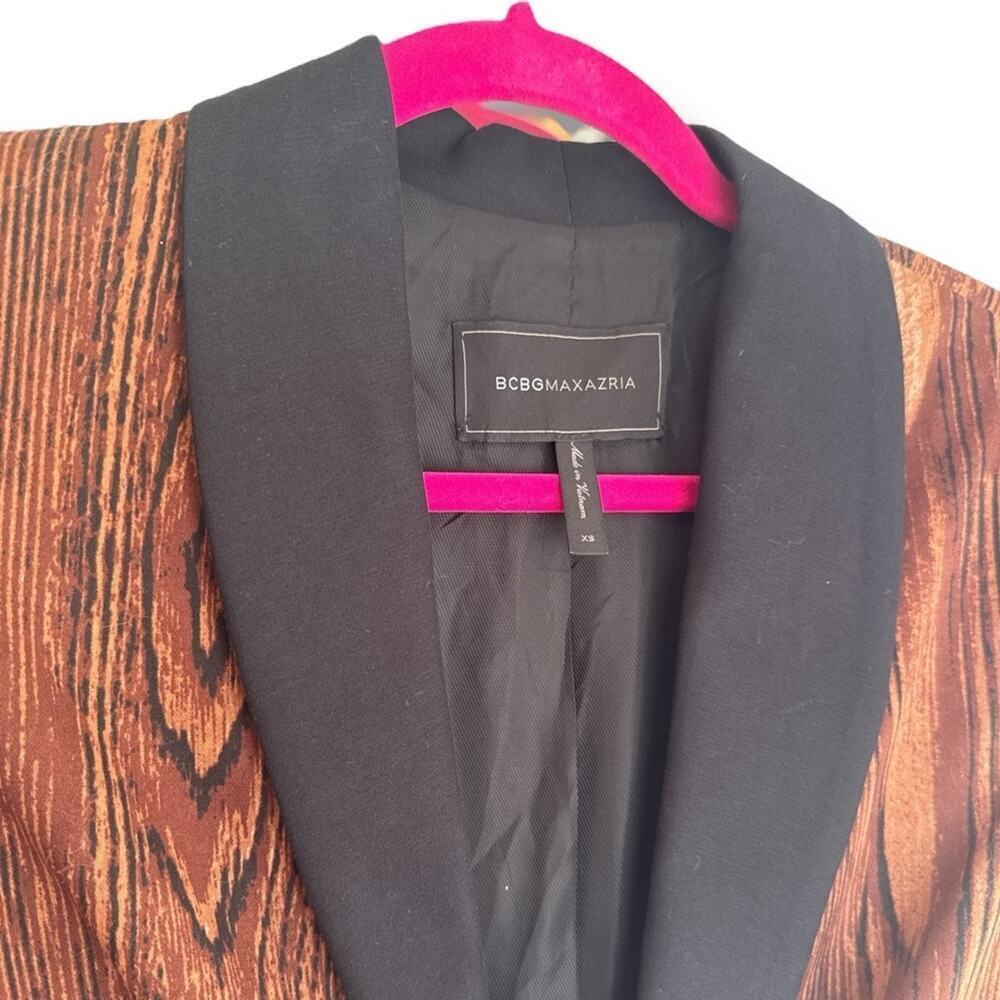 Women's BCBGMAXAZRIA Brown Wood Grain & Black Blazer Jacket XS - Picture 3 of 3